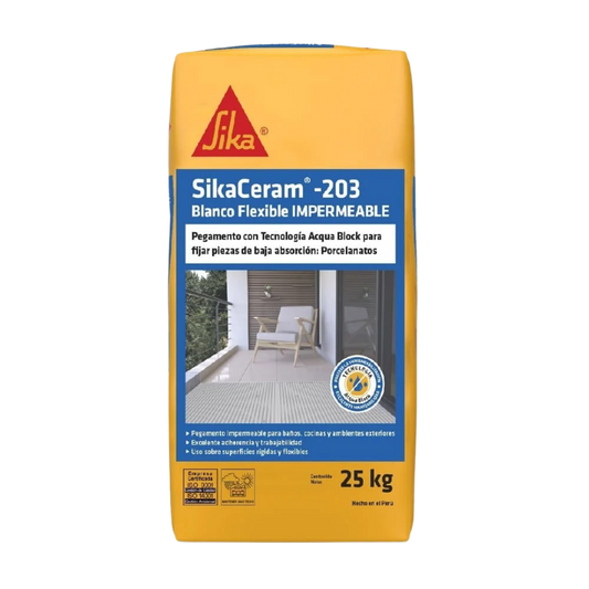 SikaCeram-203 Blanco Flexible Impermeable x 25Kg